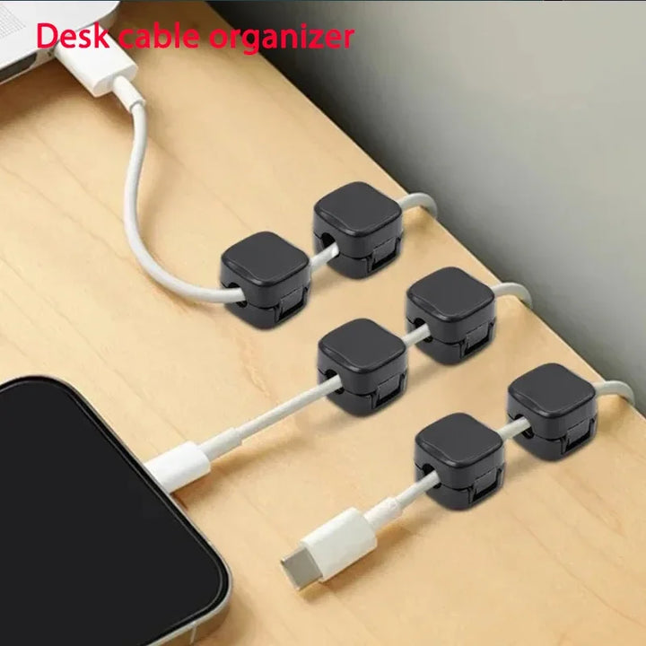 SmartGearPros Magnetic Cable Clip – Adhesive Cord Organizer with Snap-On Holders for Desk, Car & Wall Use
