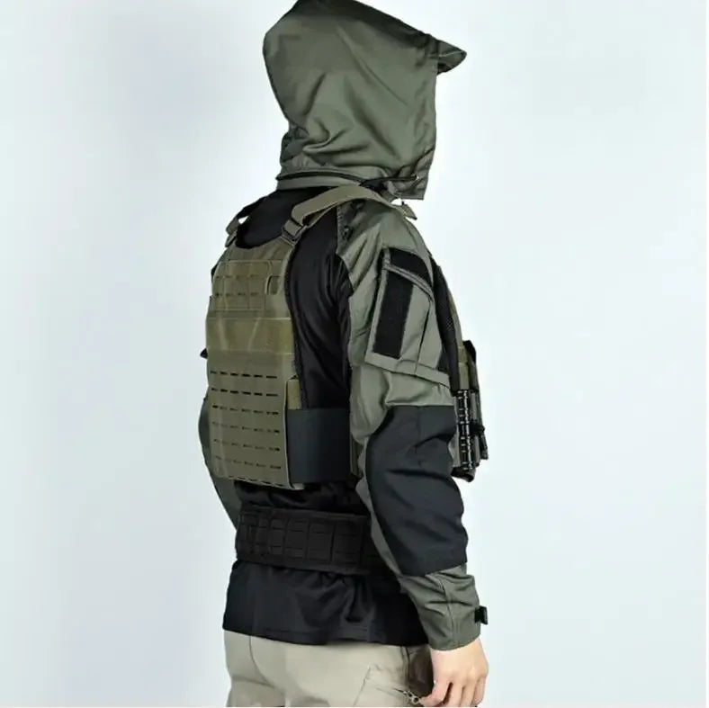 SmartGearPros Outdoor Camo Combat T-Shirt Hooded - Mens Tactical Shirt Airsoft Paintball Hunting