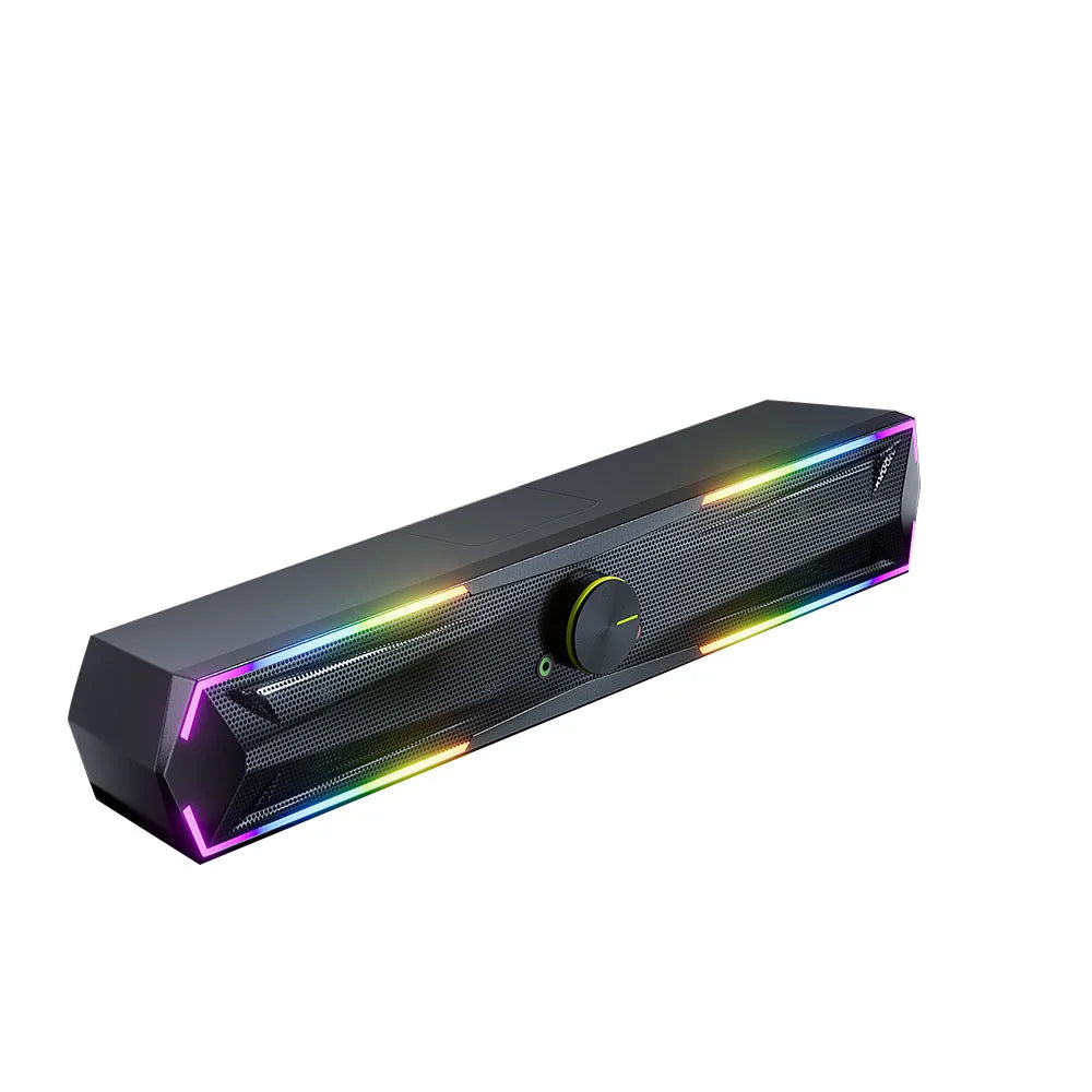 SmartGearPros 4D RGB Gaming Soundbar – Stereo Computer Speaker with Subwoofer & LED Light Show