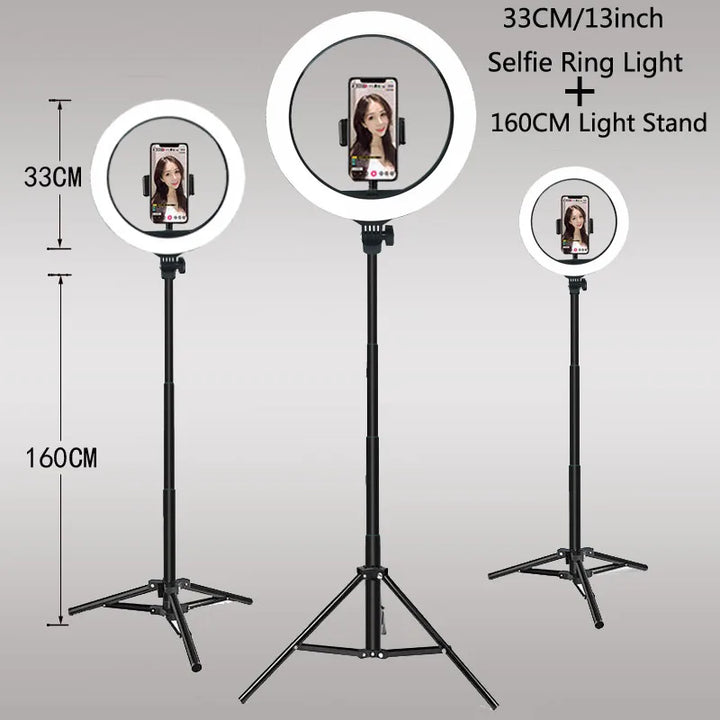 SmartGearPros Adjustable LED Ring Light Kit – 26–33cm Light with Mini or 160cm Tripod for Creators & Streamers