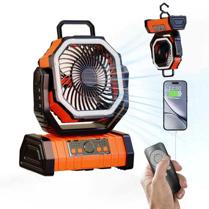 SmartGearPros 20000mAh Rechargeable Fan – Portable Cooling Power for Camping, Garage & Emergency Use