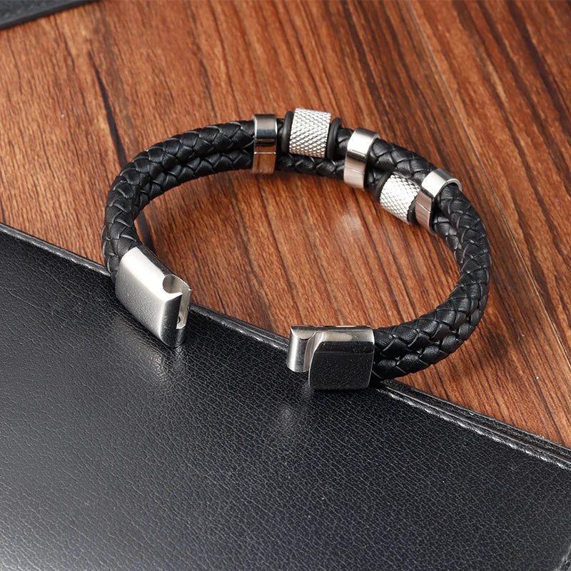 SmartGearPros Men's Rope Bracelet – Stainless Steel Charm Wristband for Style, Strength & Gifting