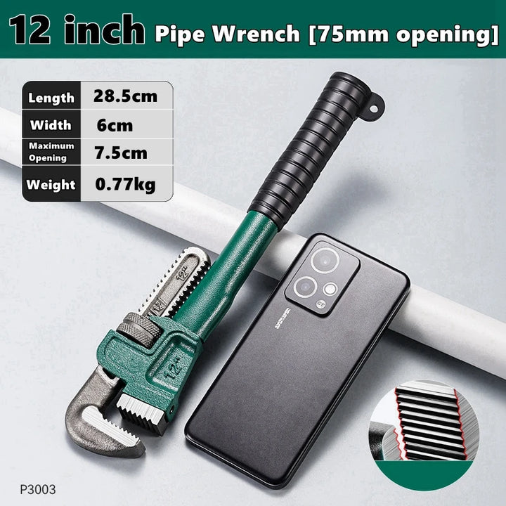 SmartGearPros Carbon Steel Pipe Wrench - 10/12/14/18 Inch Heavy Duty Universal Adjustable Plumbing Hand Wrench Industrial