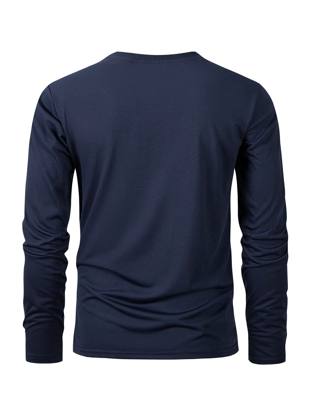 Navy blue long-sleeve shirt on a white background