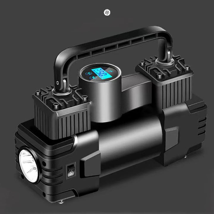 12V 150Psi Mini Air Compressor Dual Cylinder Heavy Duty Tire Inflator With Led Light Car Electric Air Pump Auto Inflatable Pump product image showing features or usage