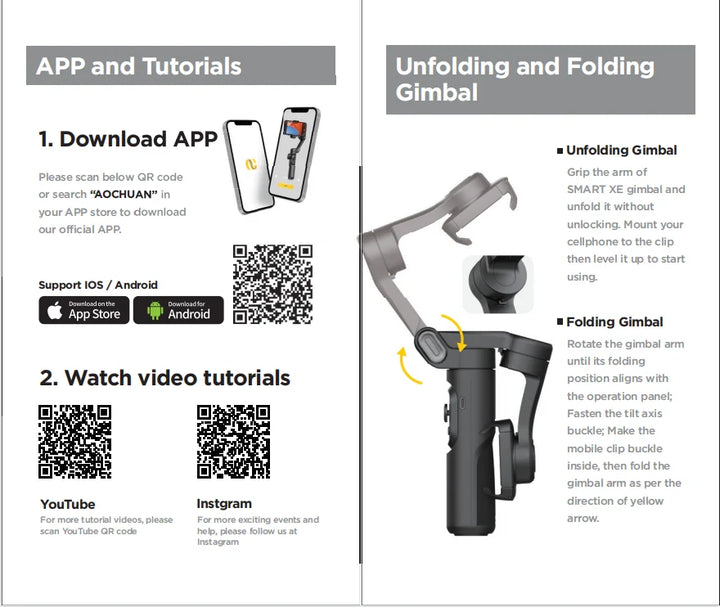 SmartGearPros AOCHUAN 3-Axis Gimbal – Handheld Smartphone Stabilizer with Smart Tracking & Anti-Shake Video Control