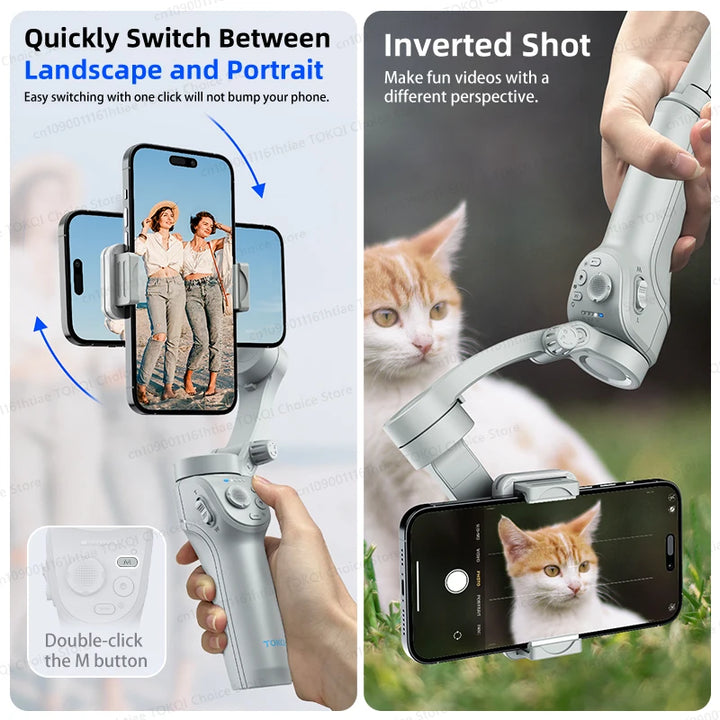 SmartGearPros 3-Axis Smartphone Gimbal – TOKQI M01 Handheld Stabilizer with Anti-Shake Tech & Add-On Options