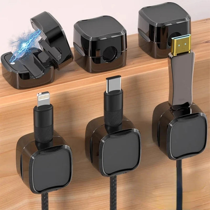 SmartGearPros Magnetic Cable Clip – Adhesive Cord Organizer with Snap-On Holders for Desk, Car & Wall Use