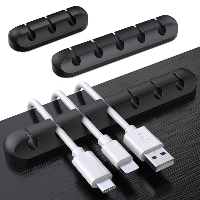 SmartGearPros Silicone USB Cable Organizer – 3/5/7-Hole Cable Winder for Desk, Car, or Wall Mounting