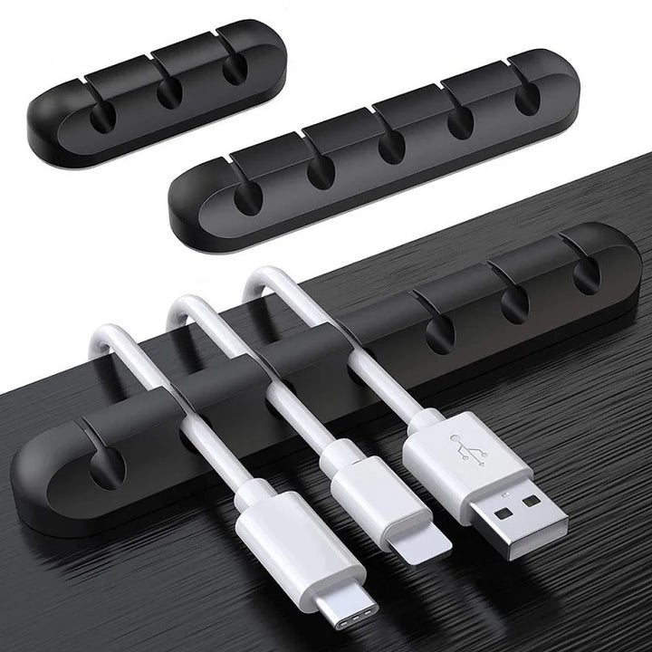 SmartGearPros Silicone USB Cable Organizer – 3/5/7-Hole Cable Winder for Desk, Car, or Wall Mounting