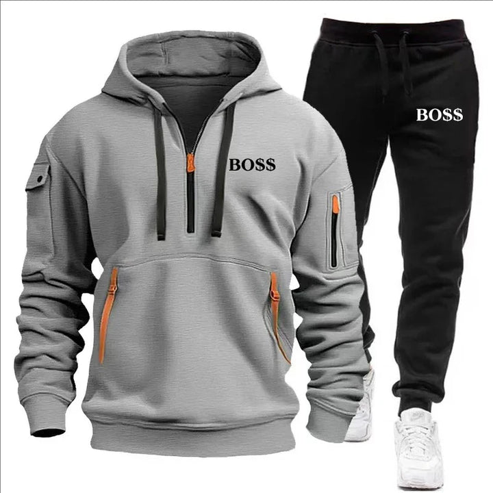 SmartGearPros Winter Tracksuit Set – Thick Zipper Hoodie + Joggers for Men’s Cold Weather Comfort