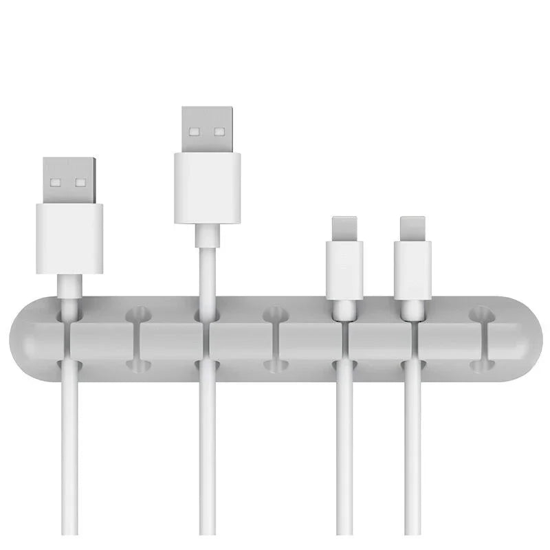 SmartGearPros Silicone USB Cable Organizer – 3/5/7-Hole Cable Winder for Desk, Car, or Wall Mounting