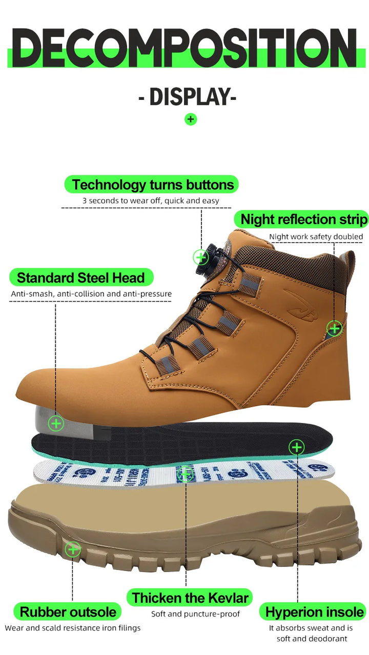 SmartGearPros Indestructible Steel-Toe Boots – Waterproof Safety Footwear for Rugged Work & Weather