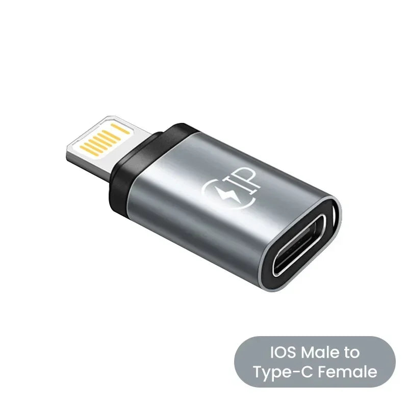 iOS male to Type-C female adapter on a white background