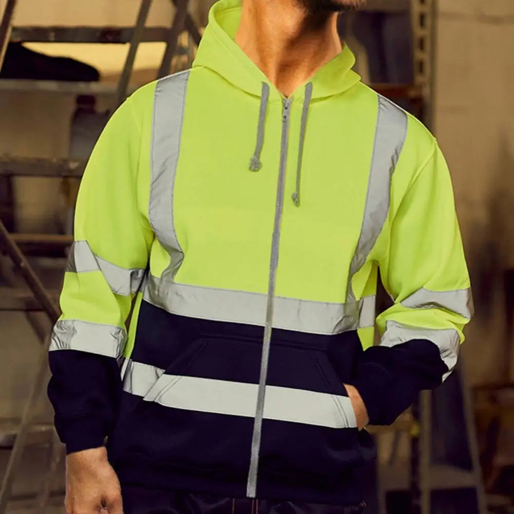 SmartGearPros Reflective Strip Hoodie – High-Vis Pullover for Work, Street Style & Night Safety