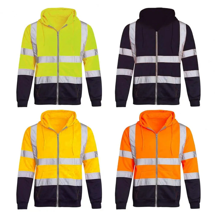 SmartGearPros Reflective Strip Hoodie – High-Vis Pullover for Work, Street Style & Night Safety