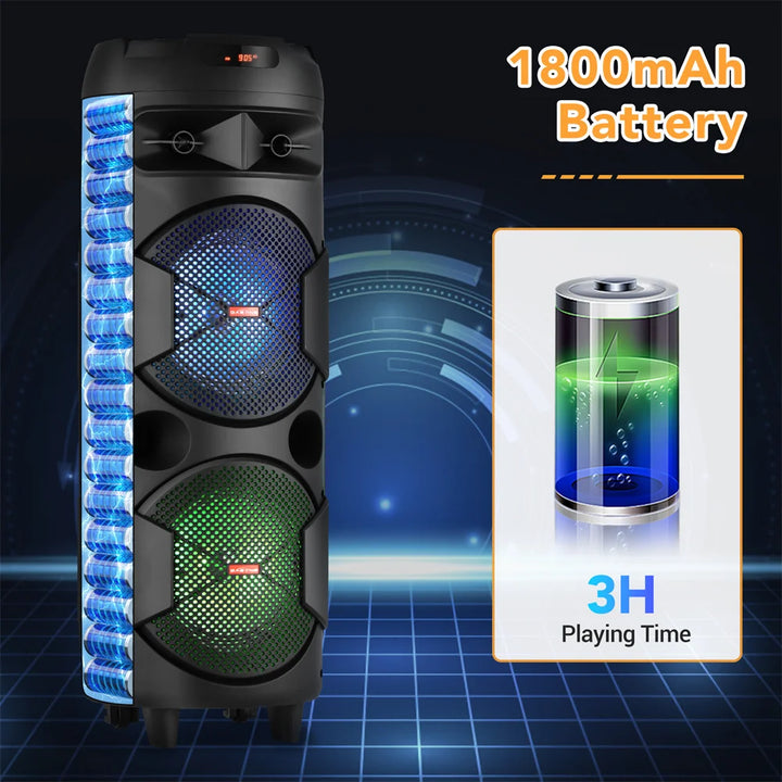 SmartGearPros 6000W Bluetooth Speaker – Portable Subwoofer with Deep Bass, LED Lights & Mic Support