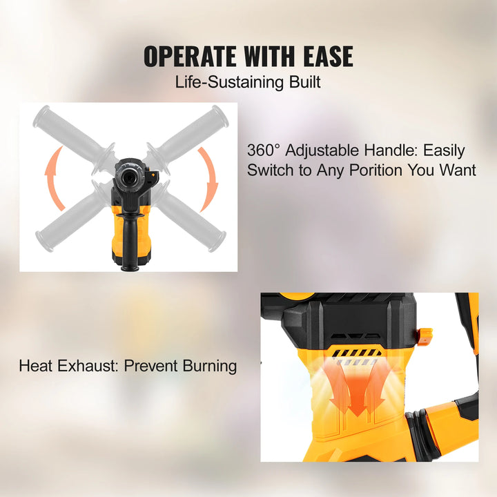 SmartGearPros 1500W Rotary Hammer Drill – Heavy-Duty SDS Electric Drill for Concrete, Brick & Masonry