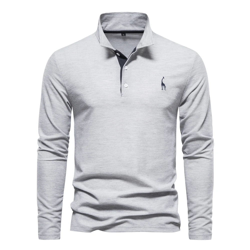 SmartGearPros SmartGearPros Men’s Embroidered Polo Shirt – Long Sleeve Business Casual Fashion