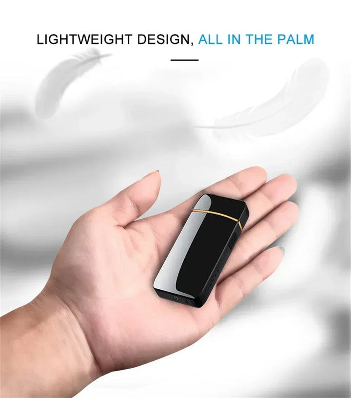SmartGearPros Electric Windproof Metal Lighter Double Arc Flameless Plasma Rechargeable USB Lighter LED Power Display Touch Sensor Lighters