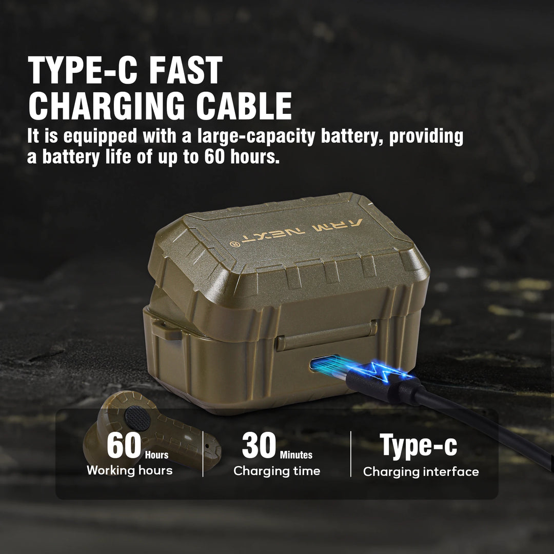 Brown battery pack with charging cable on a dark background, featuring text about fast charging capabilities.