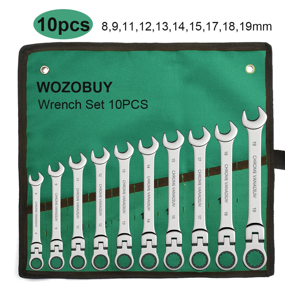 SmartGearPros Ratchet Wrench Set – 8-22mm Metric Combination Kit with Canvas Bag