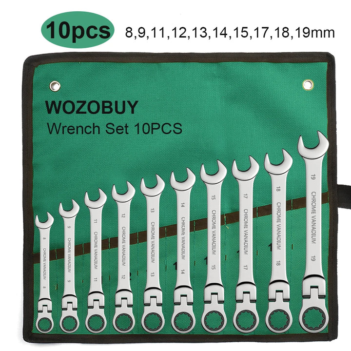 SmartGearPros Ratchet Wrench Set – 8-22mm Metric Combination Kit with Canvas Bag