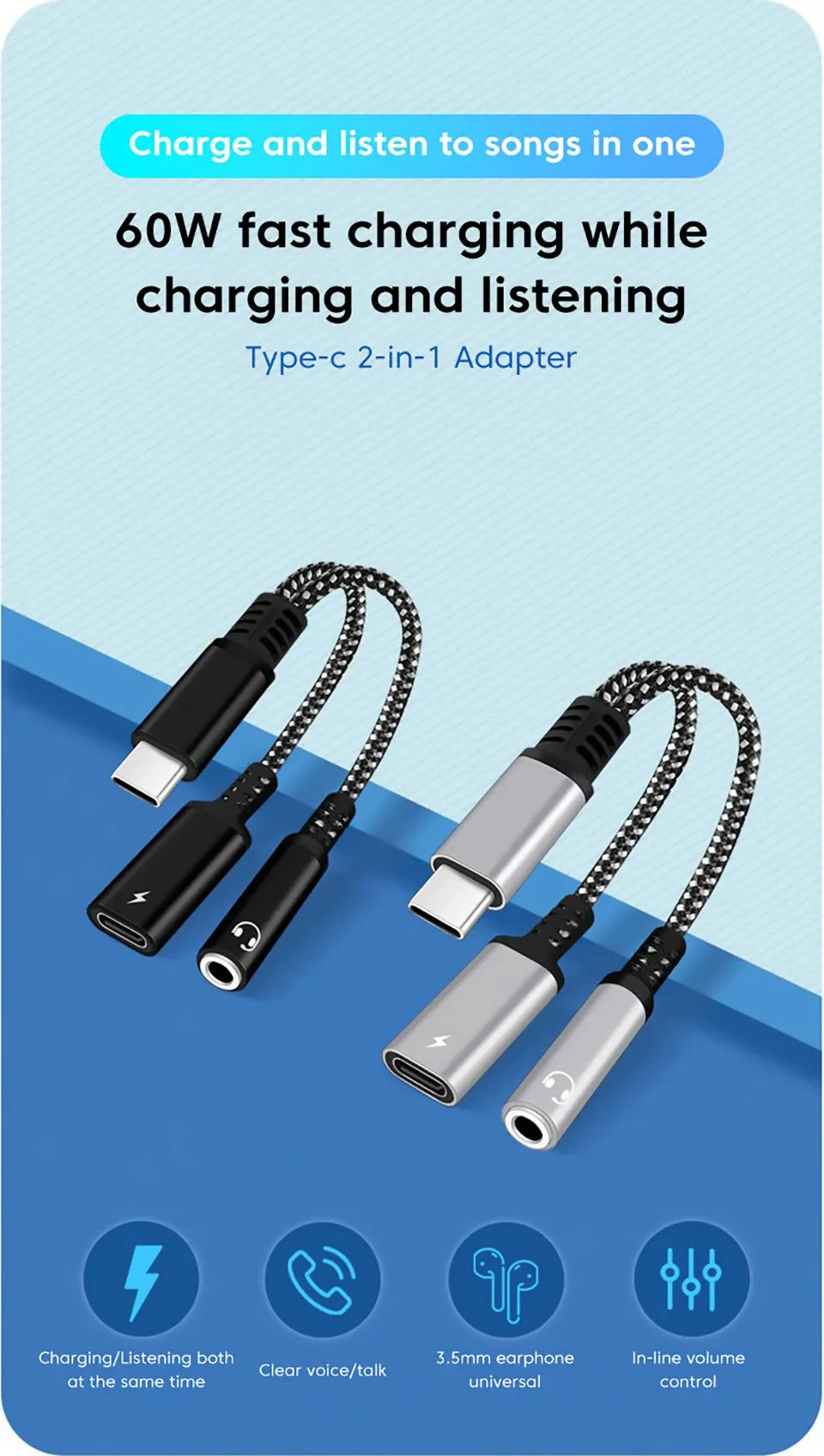 SmartGearPros USB-C to 3.5mm Adapter – 2-in-1 Audio + Charging Converter for Type-C Devices