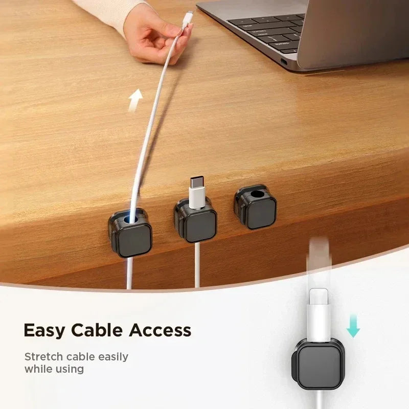 SmartGearPros Magnetic Cable Clip – Adhesive Cord Organizer with Snap-On Holders for Desk, Car & Wall Use