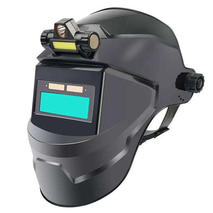 Pc Welding Masks Automatic Variable Light Adjustment Large View Auto Darkening Welding Facemask For Arc Welding Grinding Cutting product image showing features or usage