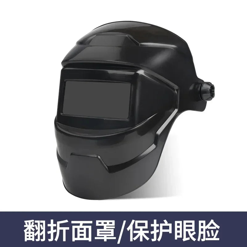 Pc Welding Masks Automatic Variable Light Adjustment Large View Auto Darkening Welding Facemask For Arc Welding Grinding Cutting product image showing features or usage