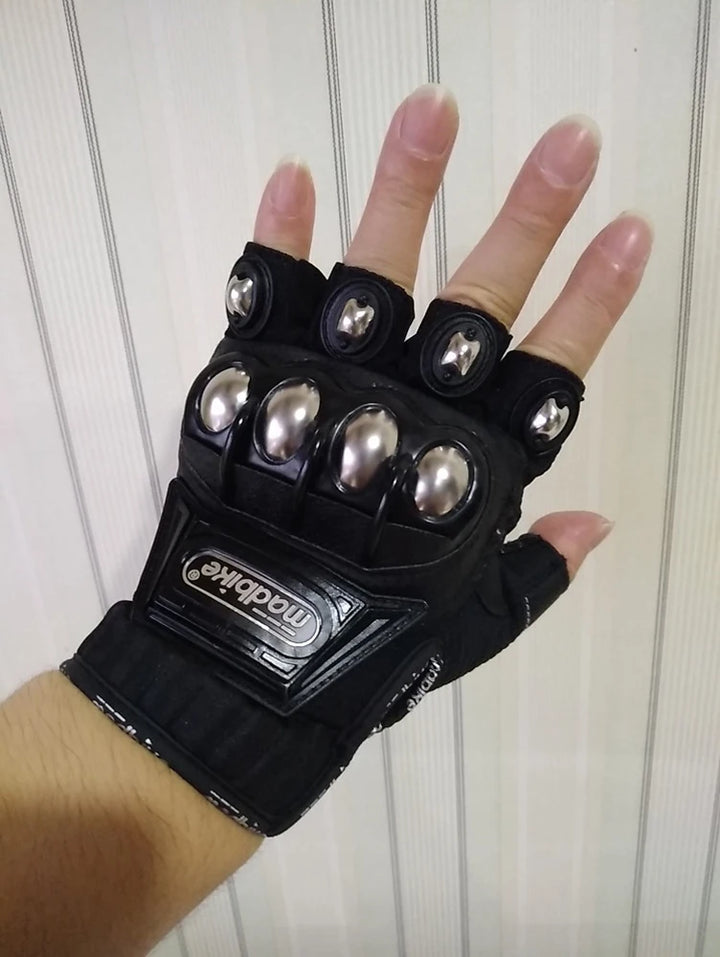 Black glove with metallic accents on a white background