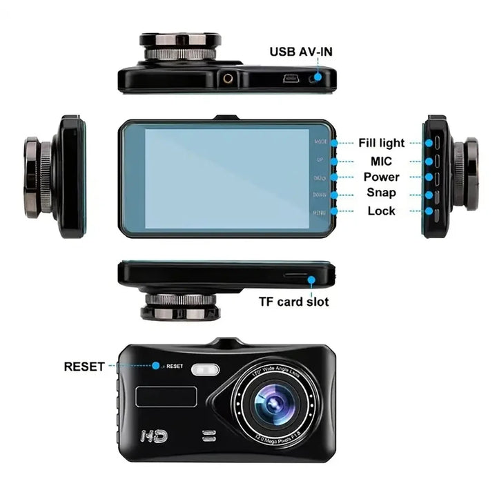 1080P Front & Rear Dash Cam – 4-inch Touchscreen