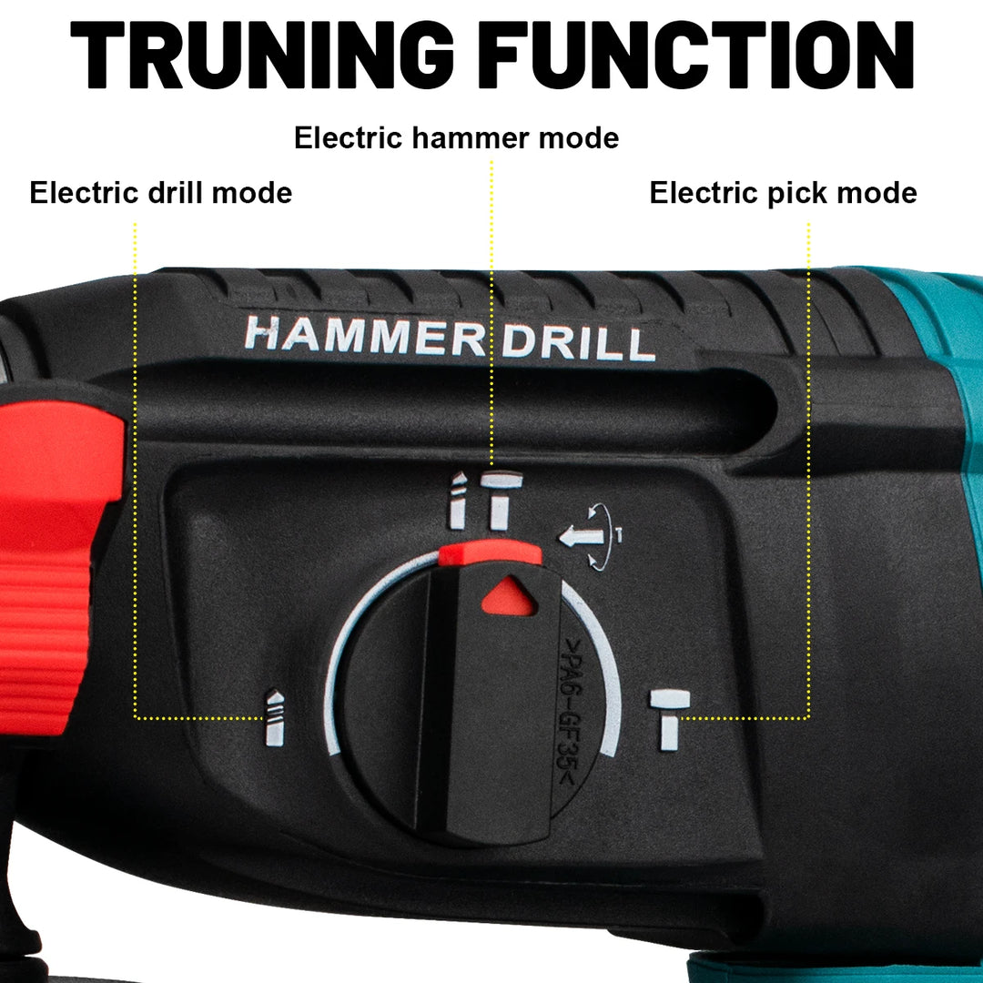 26Mm Brushless Electric Hammer Drill Multifunctional Rotary Hammer Cordless Impact Hammer Power Tools For Makita 18V Battery product image showing features or usage
