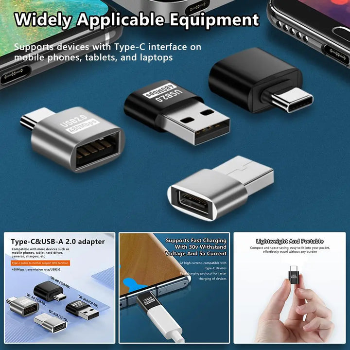 SmartGearPros USB to Type-C Adapter | Universal OTG USB-C to USB-A & Micro USB Converter | Fast Data Transfer & Charging for Huawei, POCO, Laptops & More