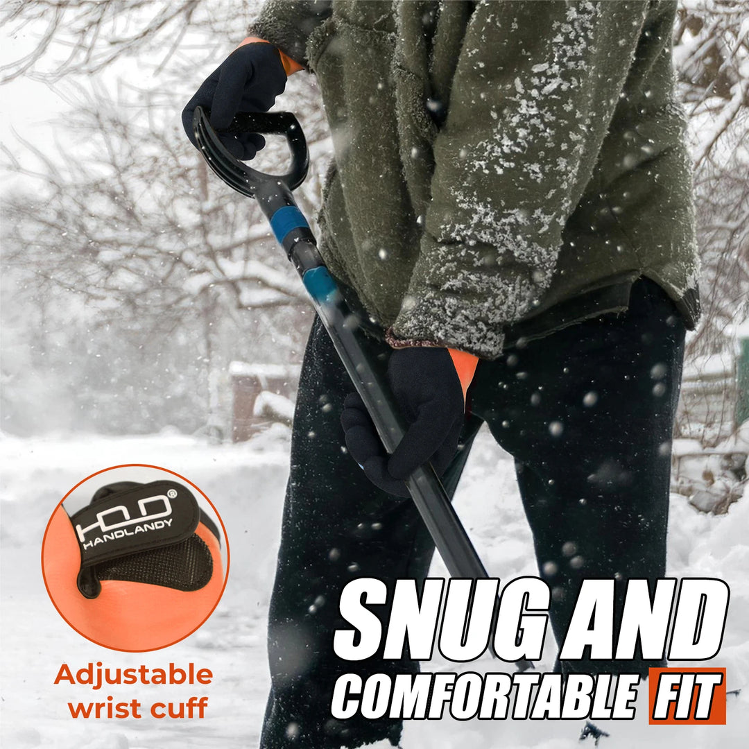 Handlandy Waterproof Work Gloves For Cold Weather Fully Submerged Rubber Warm Lining Winter Outdoor Work Gloves product image showing features or usage