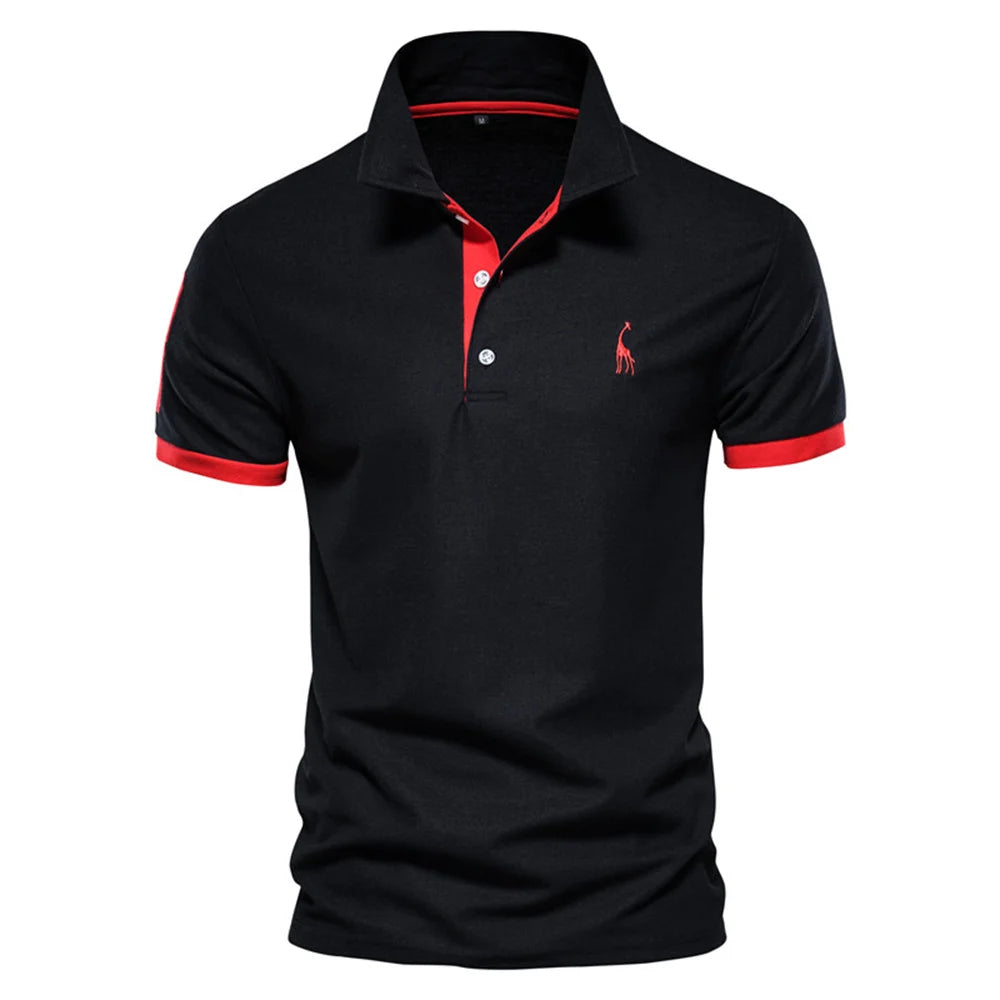 SmartGearPros WildStride Polo – Embroidered Giraffe, Bold Color Blocks & Cool Comfort