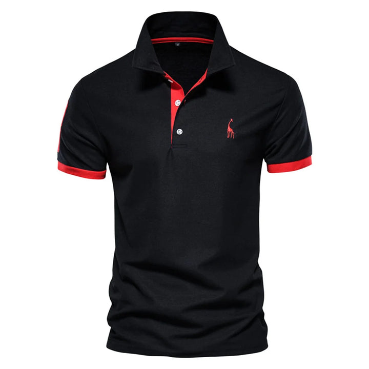 SmartGearPros WildStride Polo – Embroidered Giraffe, Bold Color Blocks & Cool Comfort