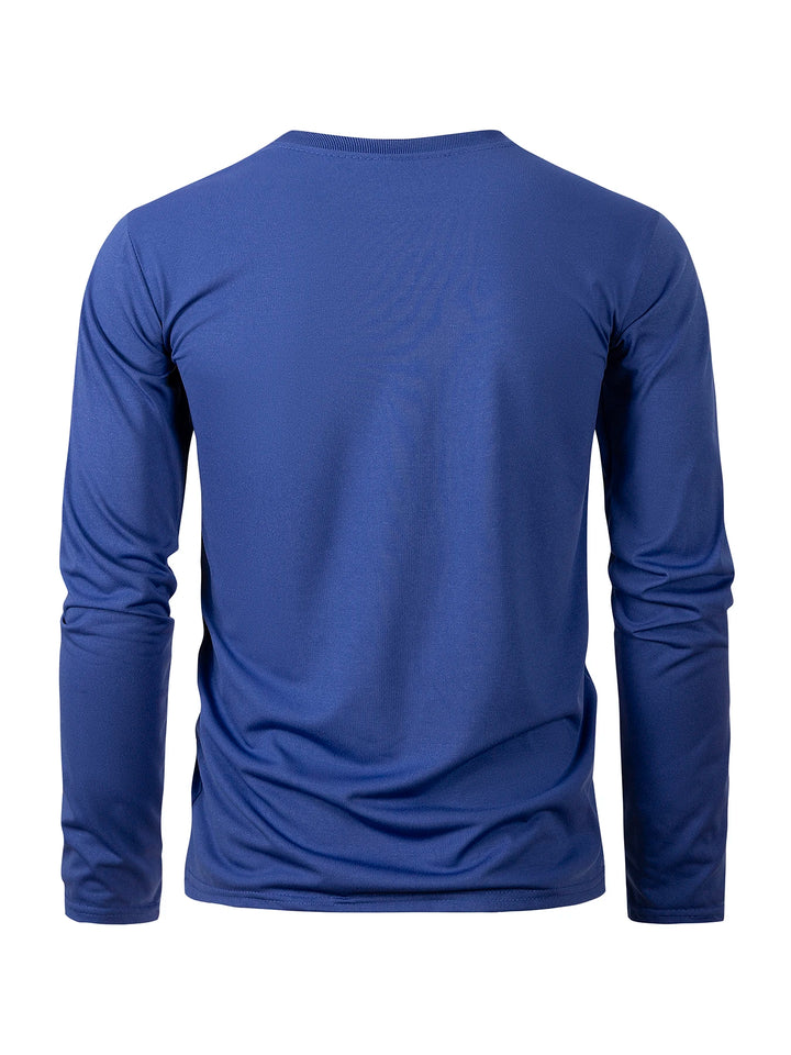 Blue long-sleeve shirt on a white background