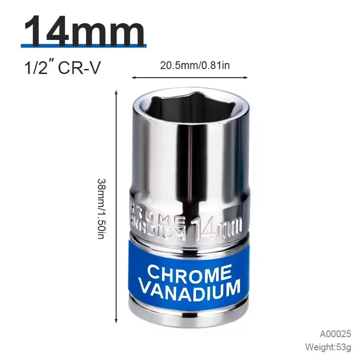 NIUXIANG 1/2" Drive Deep Impact Socket – Metric Chromium-Vanadium Steel