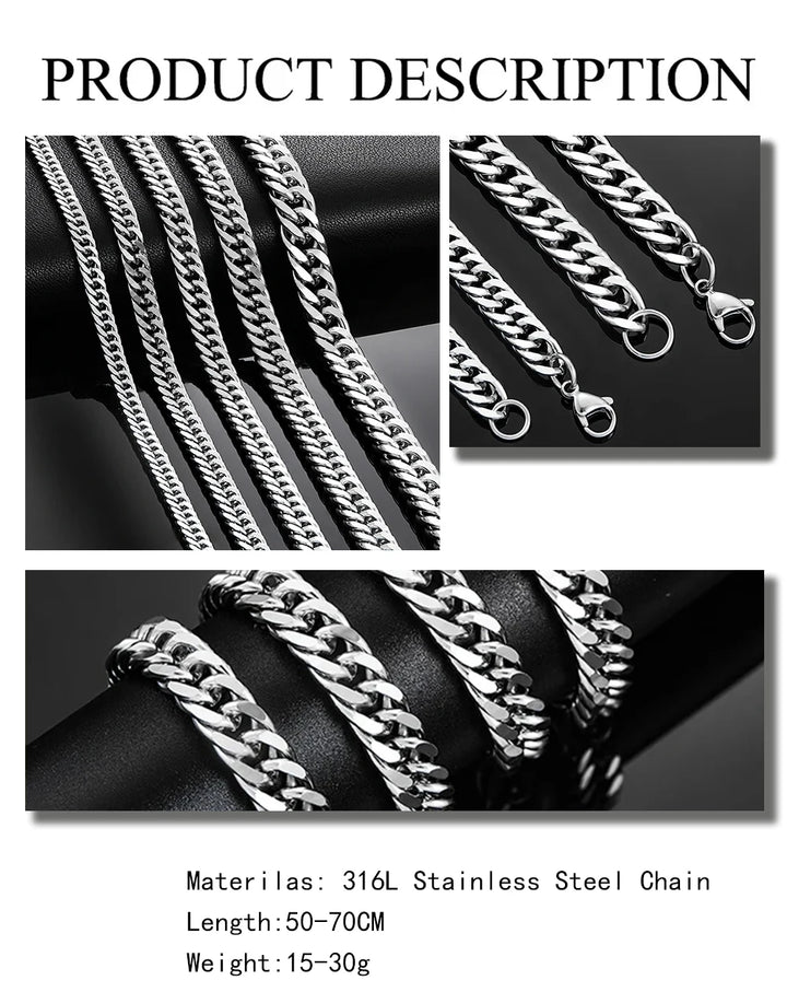 SmartGearPros SmartGearPros Stainless Steel Cuban Link Chain Necklace – Classic Men's & Boys' Chunky Jewelry (4.8mm-9.2mm) – 14 to 30 Inche