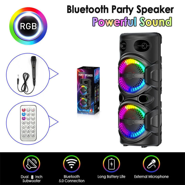 SmartGearPros 3000W Bluetooth Speaker – Portable Subwoofer Boombox with Deep Bass, LED Lights & Mic Support