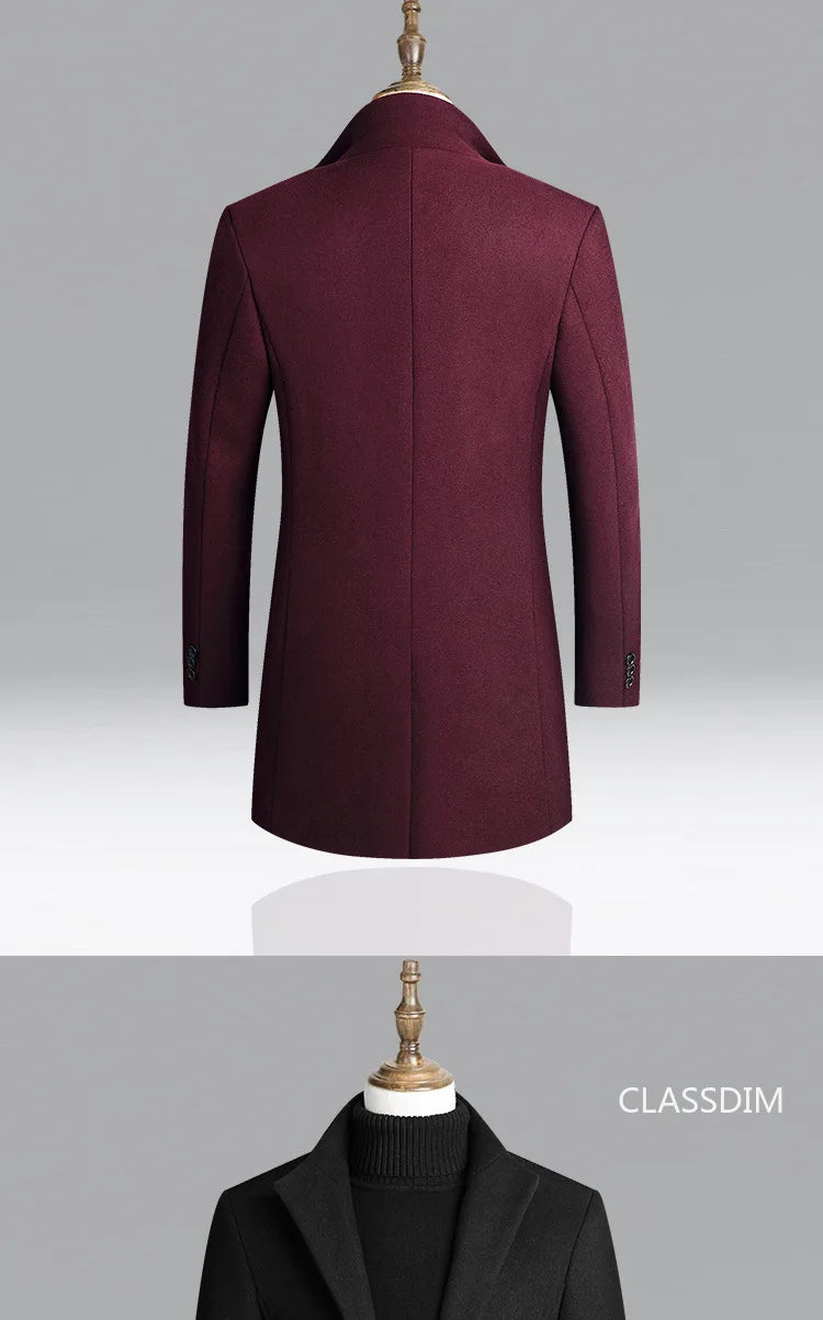 SmartGearPros Men's Winter Cashmere Wool Trench Coat – Slim Fit, Warm & Stylish Business Jacket (4X)