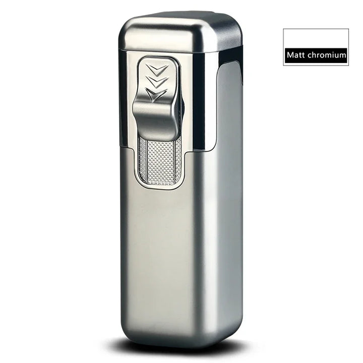 Windproof Metal Torch for Cigar, Butane Lighters, Four Fire, Blue Flame Jet, Adjustable, Luxury, Briquet