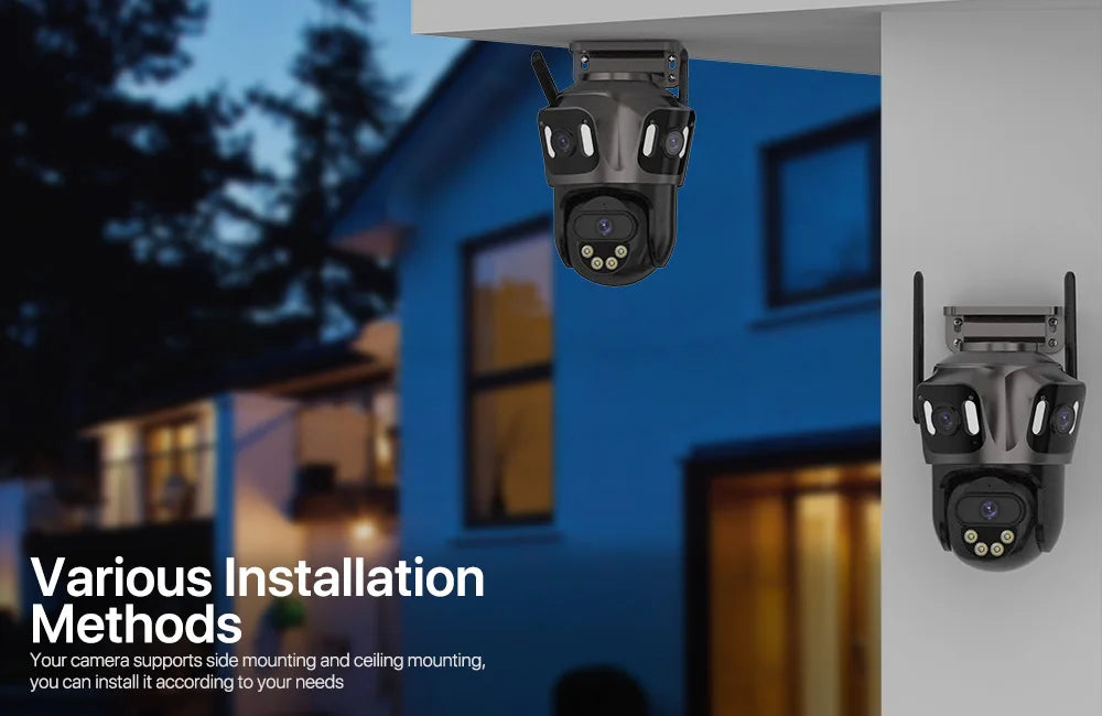 SmartGearPros TriSecure 4K WiFi Camera - AI Motion Tracking 3-Screen Security