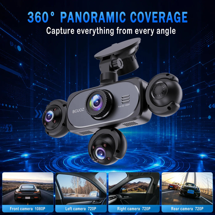 BCUOZ Multi-Camera Dash Cam – 1080P Front/720P Auxiliary