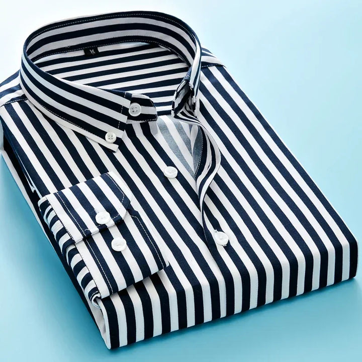Men's striped dress shirt image angle 32