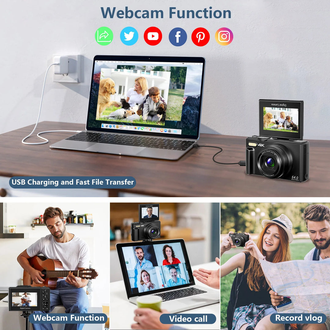 SmartGearPros 4K Compact Digital Camera – 18X Zoom, 48MP Photography & Vlogging Ready
