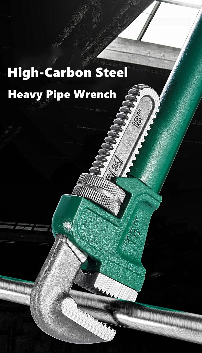 SmartGearPros Carbon Steel Pipe Wrench - 10/12/14/18 Inch Heavy Duty Universal Adjustable Plumbing Hand Wrench Industrial