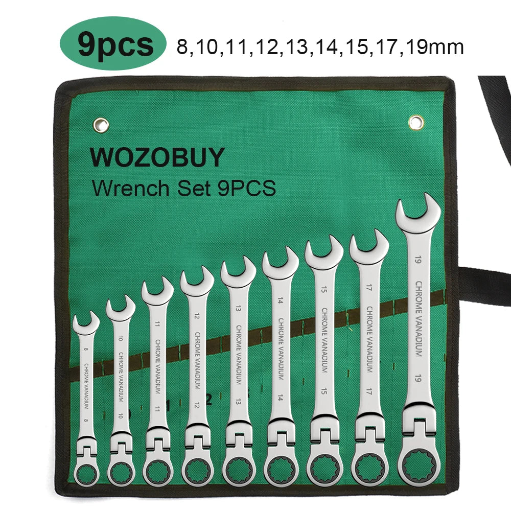 SmartGearPros Ratchet Wrench Set – 8-22mm Metric Combination Kit with Canvas Bag